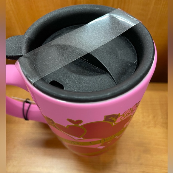 Valentine Pink Red & Gold Heart For Like Ever Matte Travel Coffee Mug w/Lid NWT - Picture 7 of 7